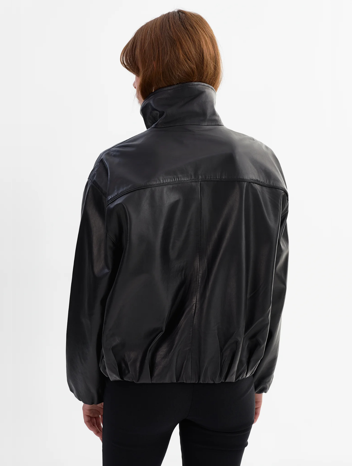 Ramona Funnel Neck Leather Jacket