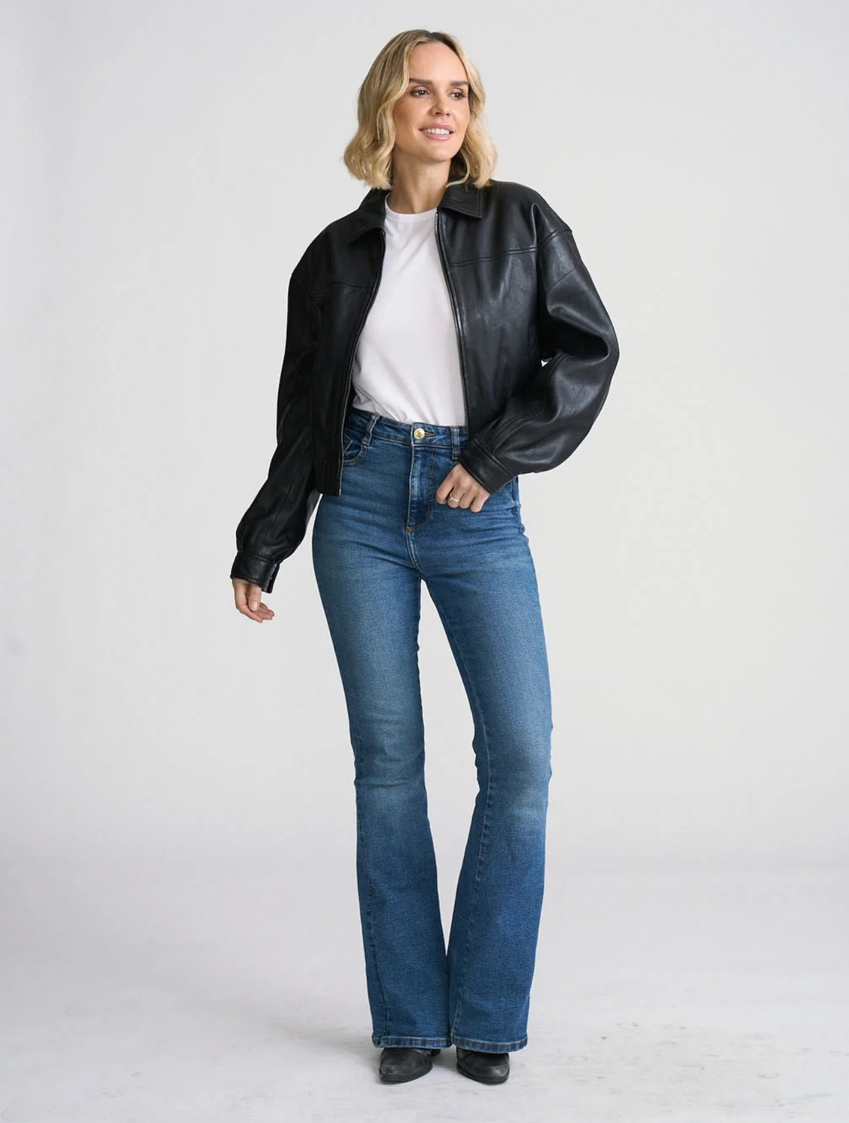 Marcia Relaxed Leather Bomber