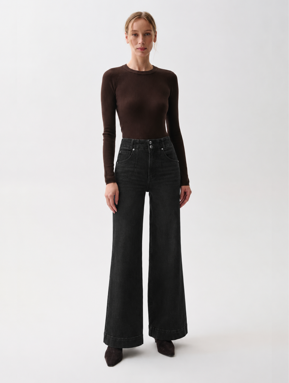 Lana Button High Rise Ultra Wide Leg