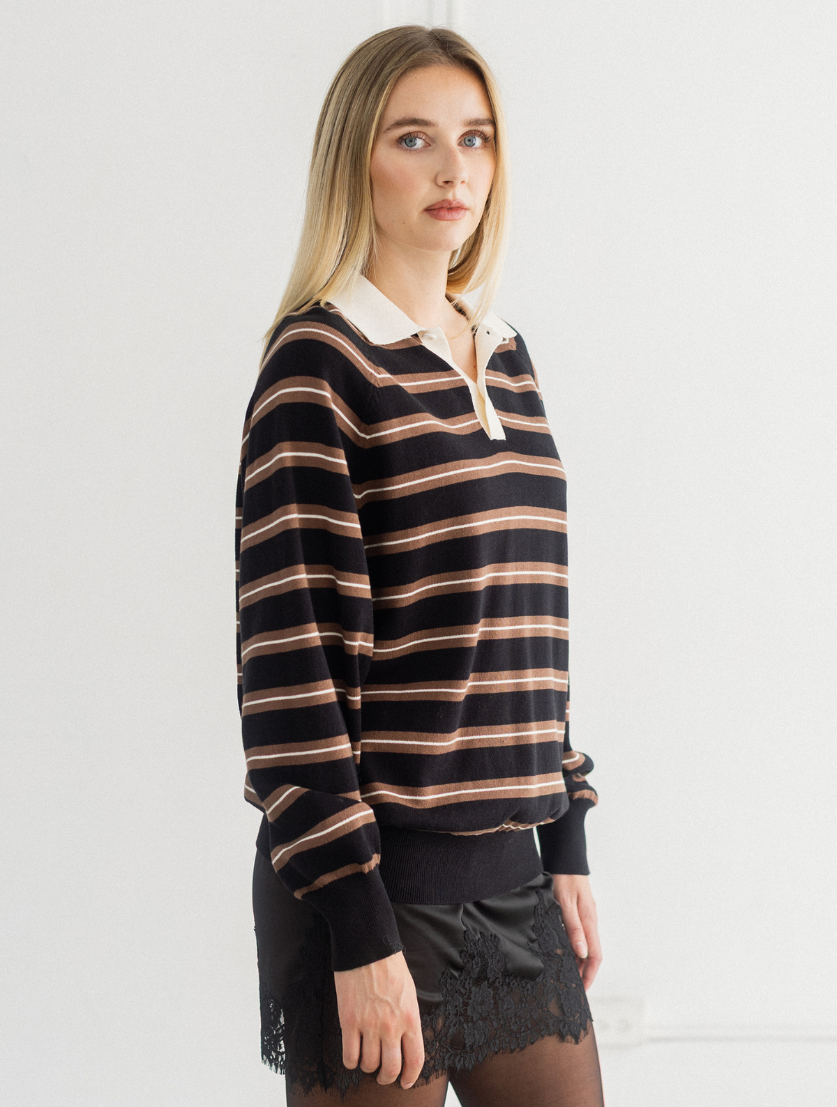 Oversized Knit Polo Shirt
