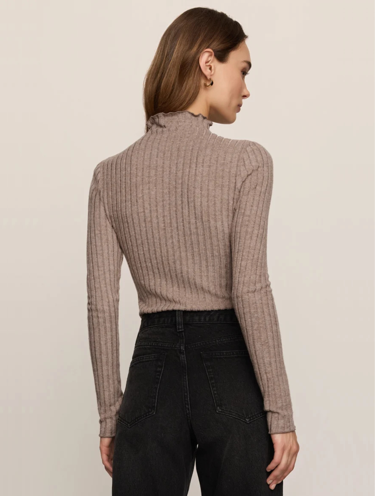 Hattie Silky Rib Mock Neck Top