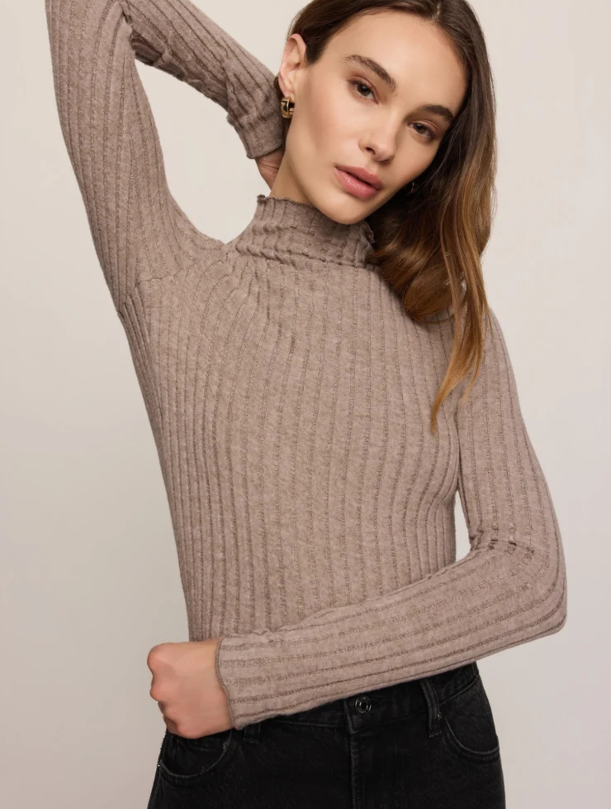 Hattie Silky Rib Mock Neck Top