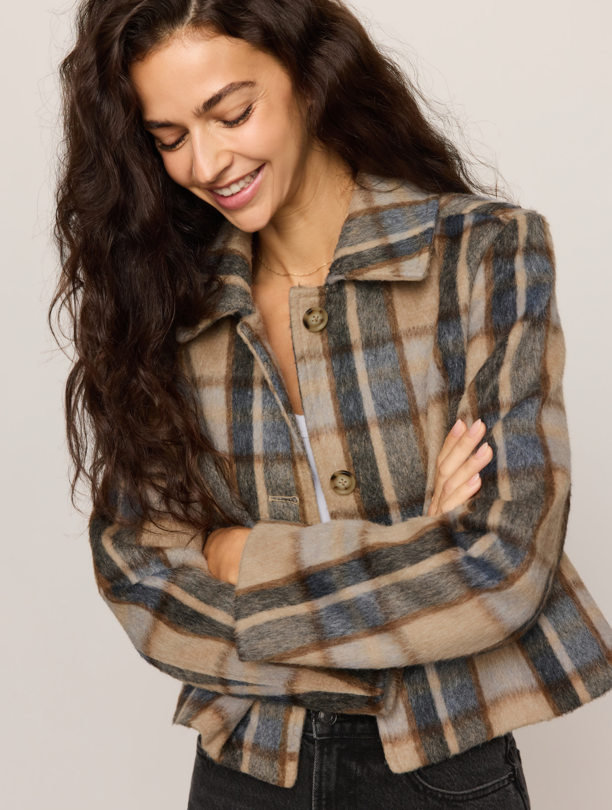 Petra Plaid Shrunken Jacket