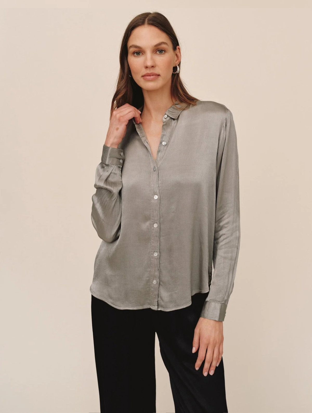 Long Sleeve Clean Button Down Shirt