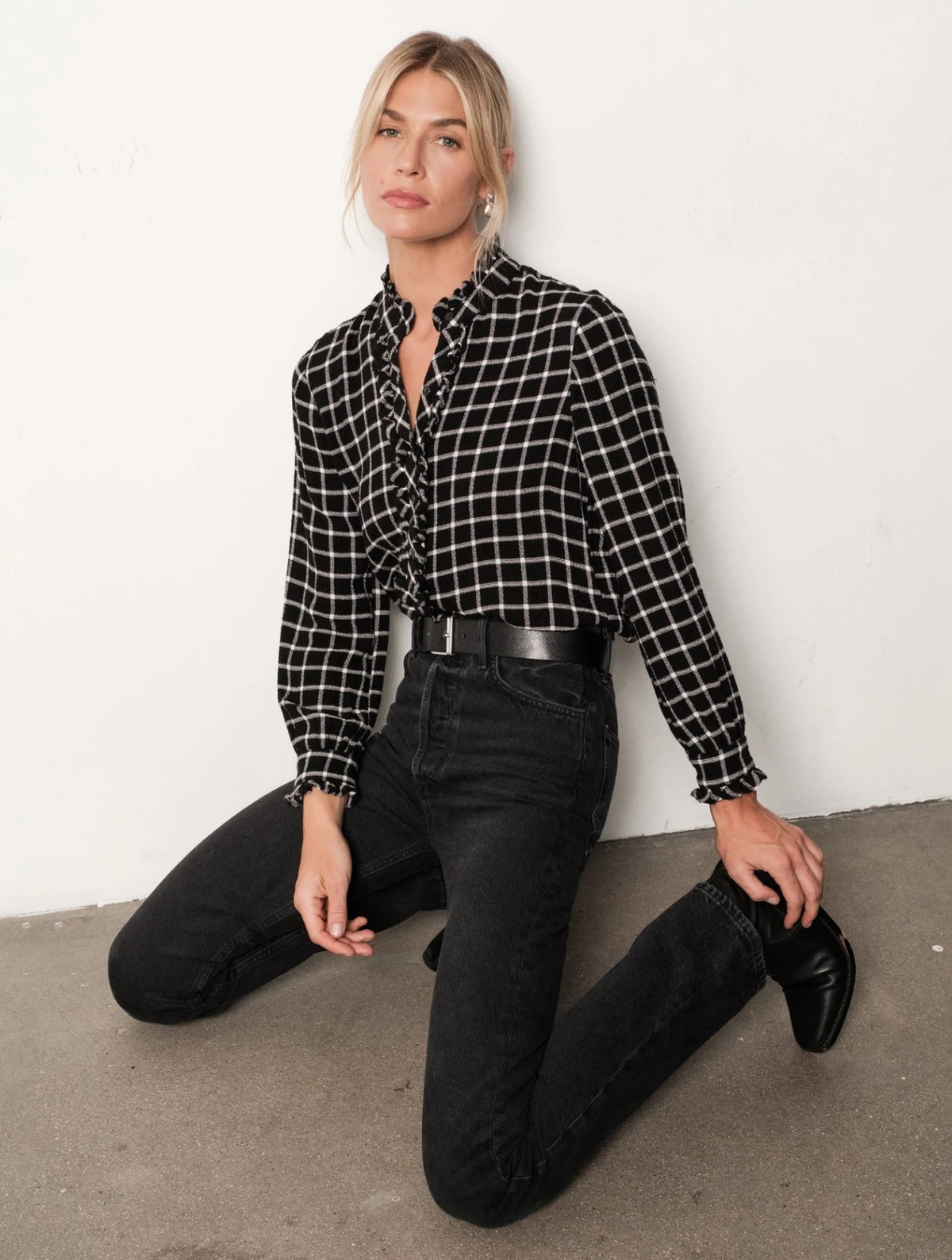 Button Down Shirt with Ruffle Edges