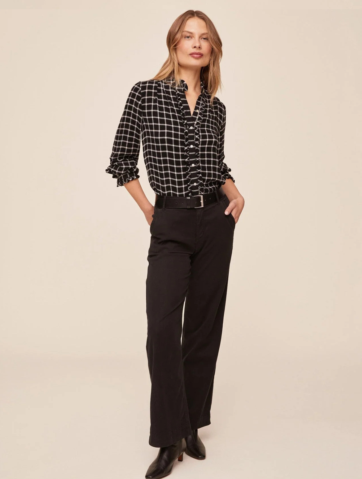 Button Down Shirt with Ruffle Edges