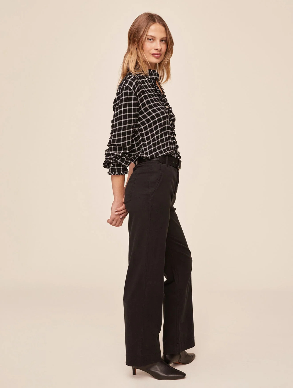 Button Down Shirt with Ruffle Edges