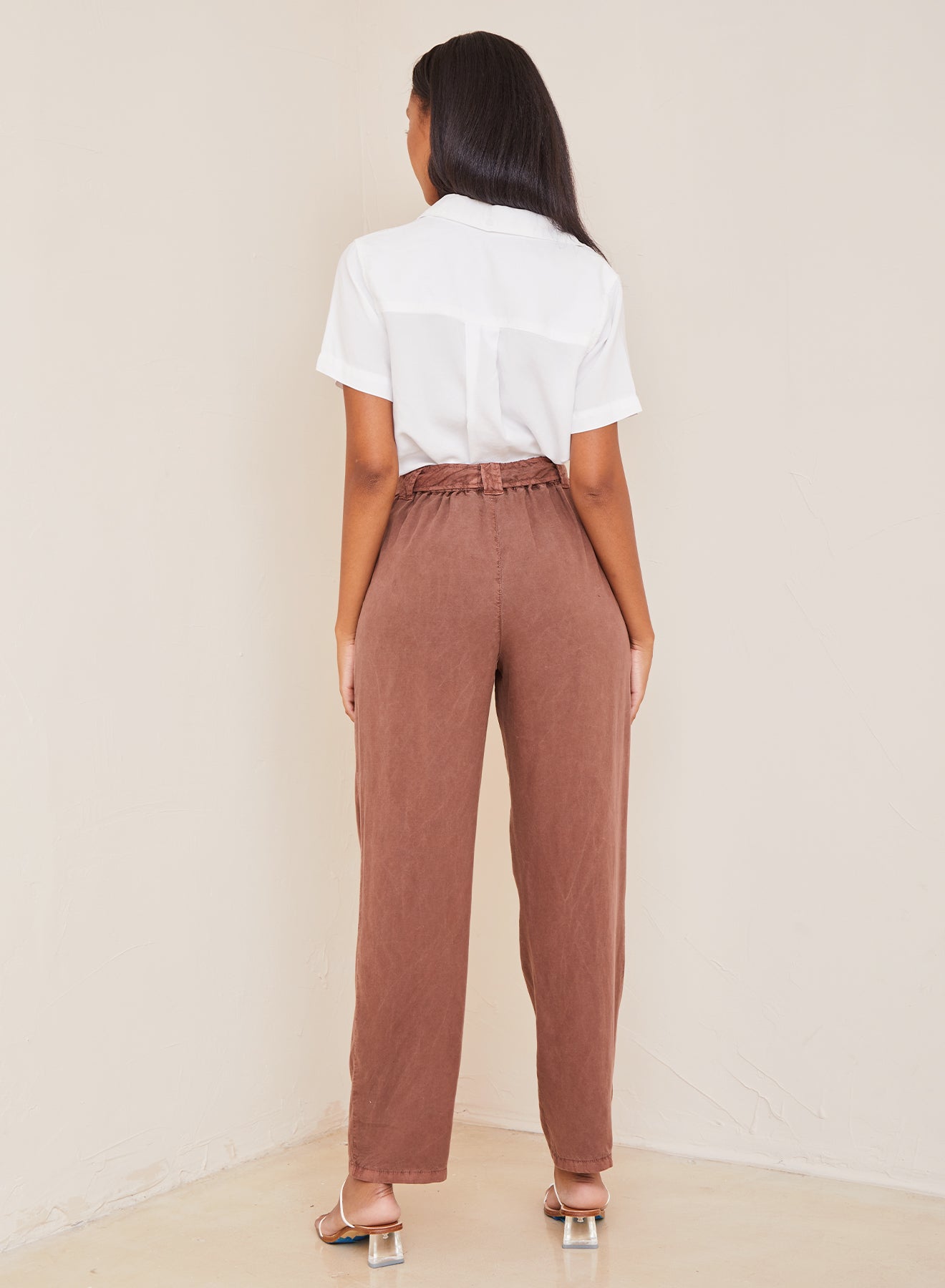 Button Front Rolled Hem Trouser